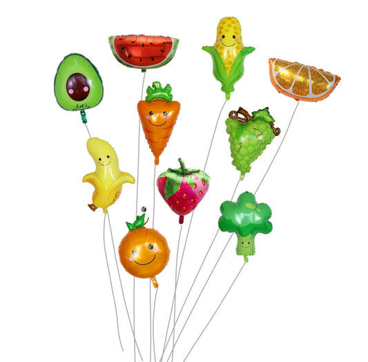 10 Foil Fruit and Vegetable Shaped Balloons Set - Nutrition Education Store-Balloon
