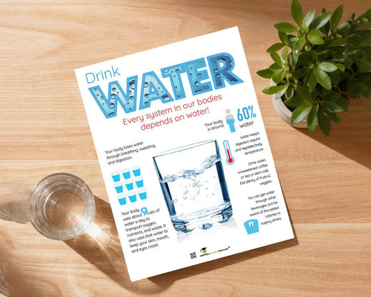 Drink Water Tearpad 50 Pages English 8.5x11" Color Handouts for Nutrition Education - Nutrition Education Store-Tearpad