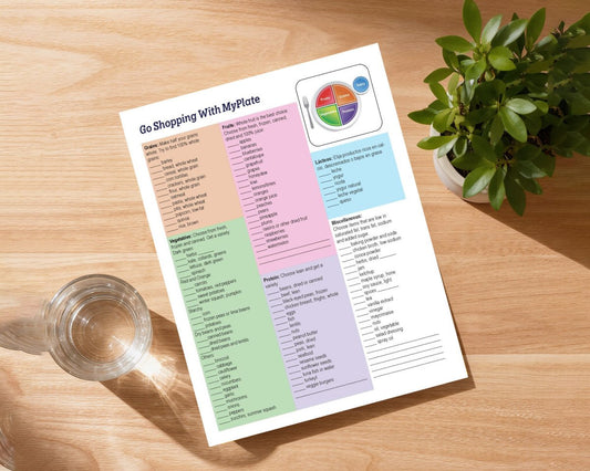 Go Shopping With MyPlate - Bilingual Handout Tearpad - 8.5x11" 50 Pages - English and Spanish - Nutrition Education Store-Tearpad