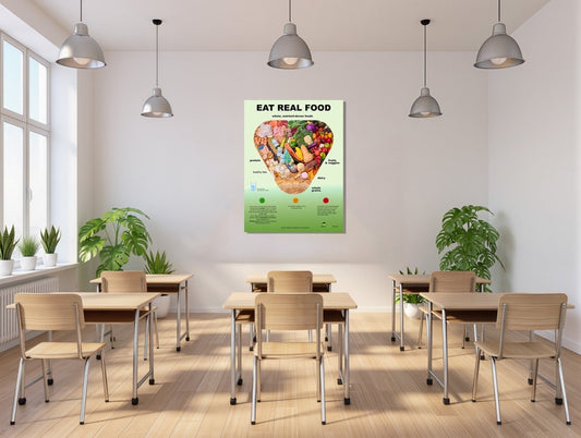 The New Pyramid Poster: Eat Real Food - 18" x 24", Laminated - Nutrition Education Store - Poster