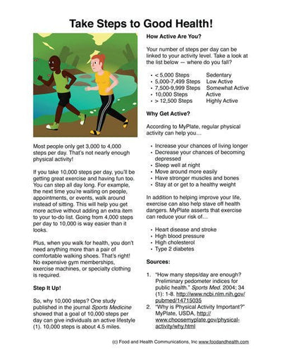 10K Steps Poster Handouts Download PDF - Nutrition Education Store