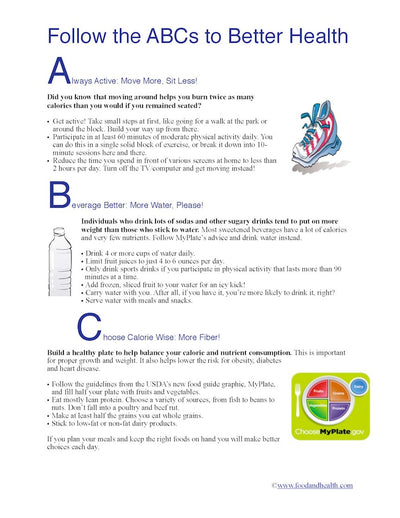 ABC Poster Handouts Download PDF - Nutrition Education Store