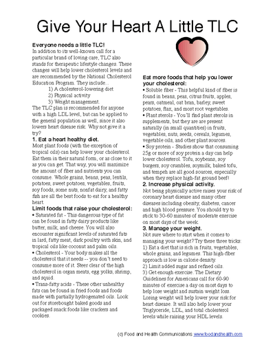 Cholesterol Poster Handouts Download PDF - Nutrition Education Store