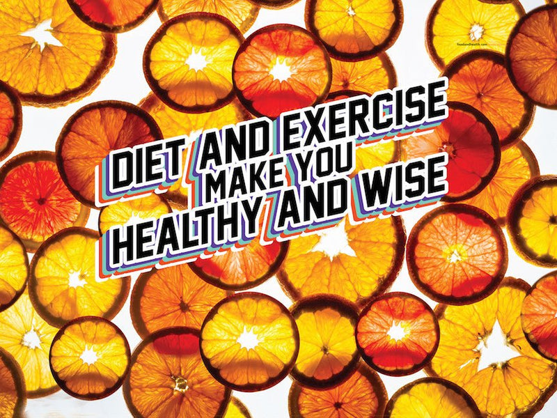 Diet and Exercise Make You Healthy And Wise Orange "Coin" Banner 48" x 36" Vinyl - Wellness Fair Banner - Nutrition Education Store