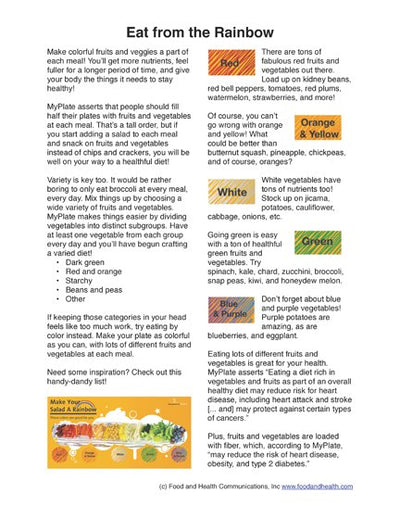 Eat From the Rainbow Poster Handout Download PDF - Nutrition Education Store