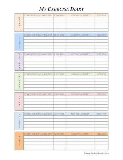 Food Log and Exercise Log Color Handout Download - Nutrition Education Store
