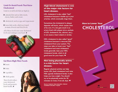 Heart Health Brochure -- Lower Your Cholesterol - Packet of 25 - Nutrition Education Store