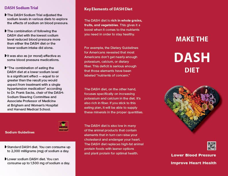 Heart Health Brochure -- Make the DASH - Packet of 25 - Nutrition Education Store