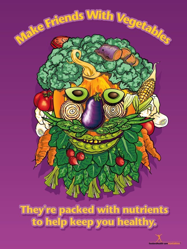 Make Friends With Vegetables - Veggie Face Poster - Nutrition Education Store