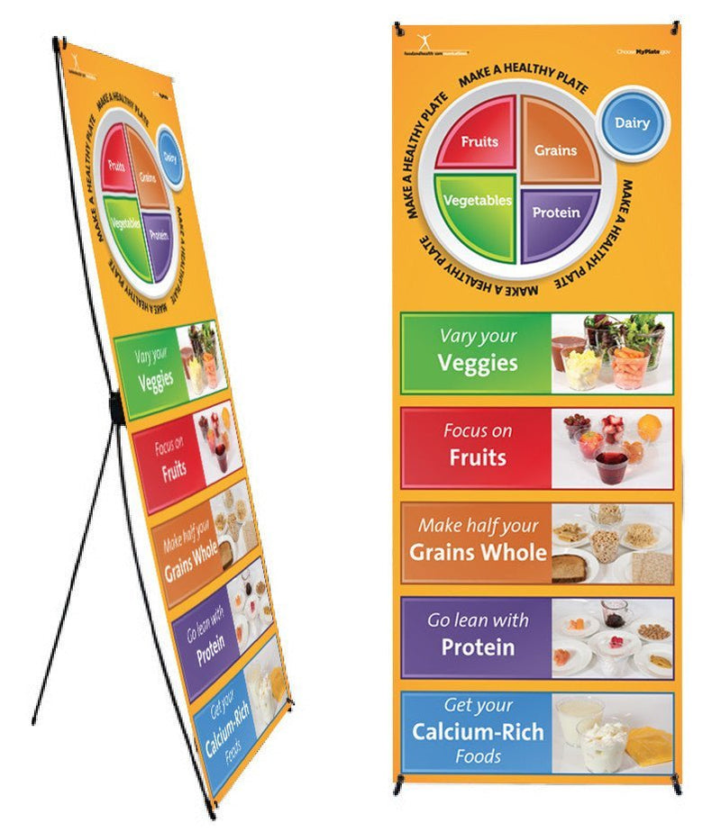My Plate Photo Banner Stand 24" X 62" - Health Fair Banner Featuring Choose MyPlate 24" X 62" - Nutrition Education Store