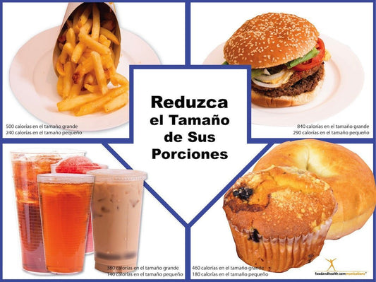 Scale Down Your Portions Poster English and Spanish Double-Sided - Nutrition Education Store
