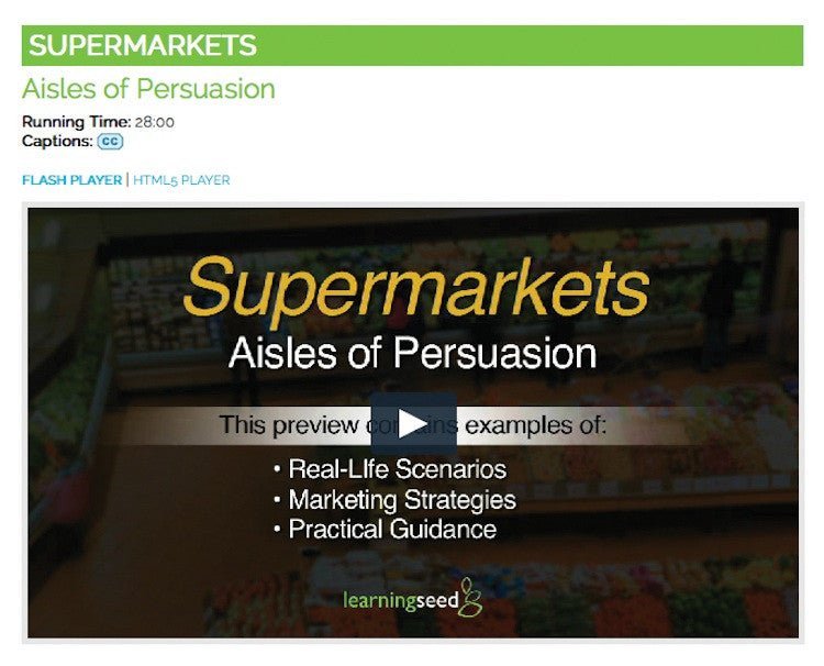 Supermarket Shopping Video on DVD - Nutrition Education DVD - Nutrition Education Store