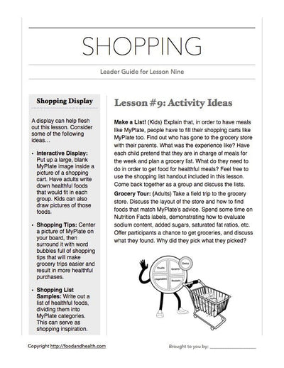 Shopping with MyPlate: Activity Guide