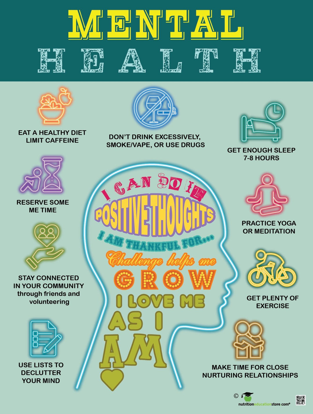 9 Habits for Positive Mental Health Poster - 18" x 24" Laminated 9 Habits for Positive Mental Health Poster - 18" x 24" Laminated