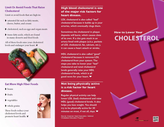 Heart Health Brochure -- Lower Your Cholesterol - Packet of 25
