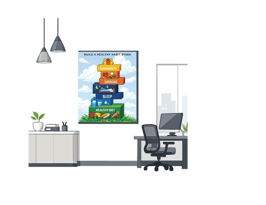 Healthy Habit Stack Poster - 18" x 24" Laminated - Nutrition Education Store-Poster