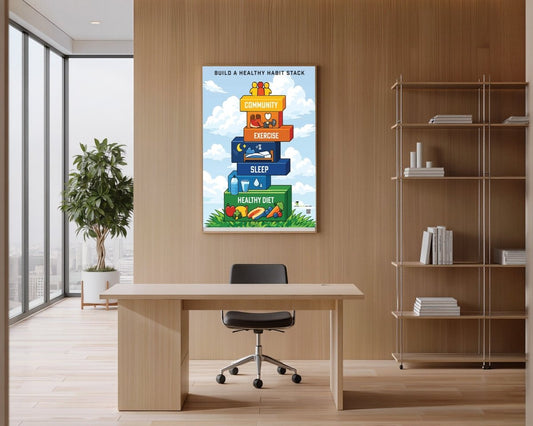 Healthy Habit Stack Poster - 18" x 24" Laminated - Nutrition Education Store-Poster