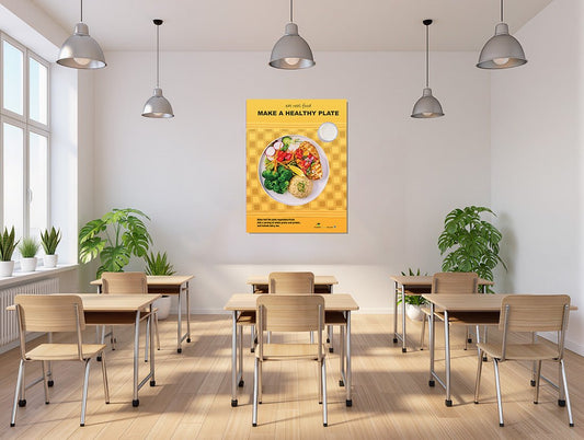 Healthy Plate Poster - Eat Real Food - 18" x 24" Laminated - Nutrition Education Store - Poster