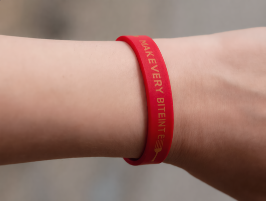 Make Every Bite Count Wristband 8" Adult - 20 pack - with forks