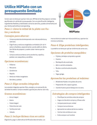 MyPlate On A Budget Bilingual English Spanish Handout Tearpad - 8.x5x11 ...