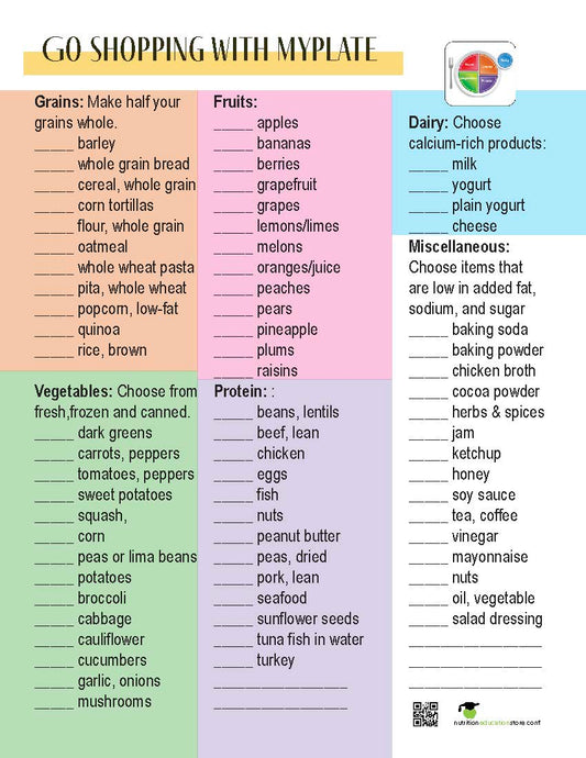 MyPlate Shopping List Notepad - Pack of 10