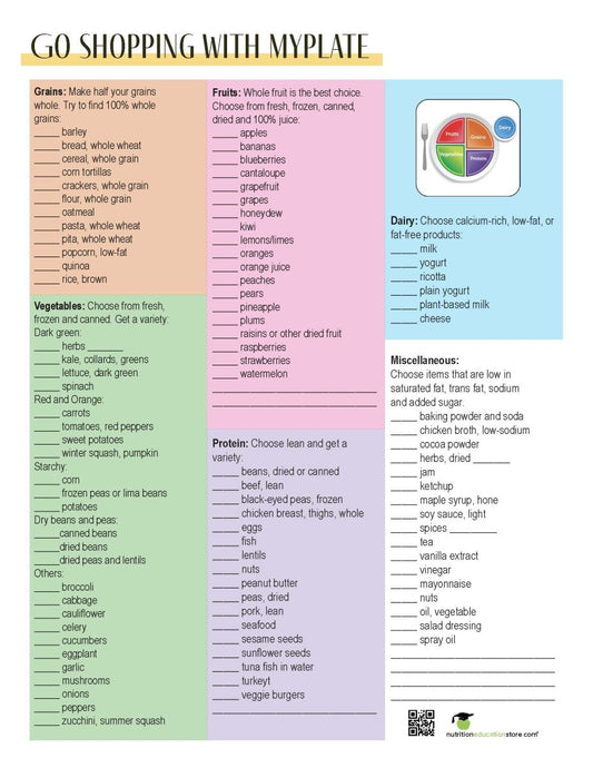 MyPlate Shopping Tearpad - Nutrition Education Store-Tearpad