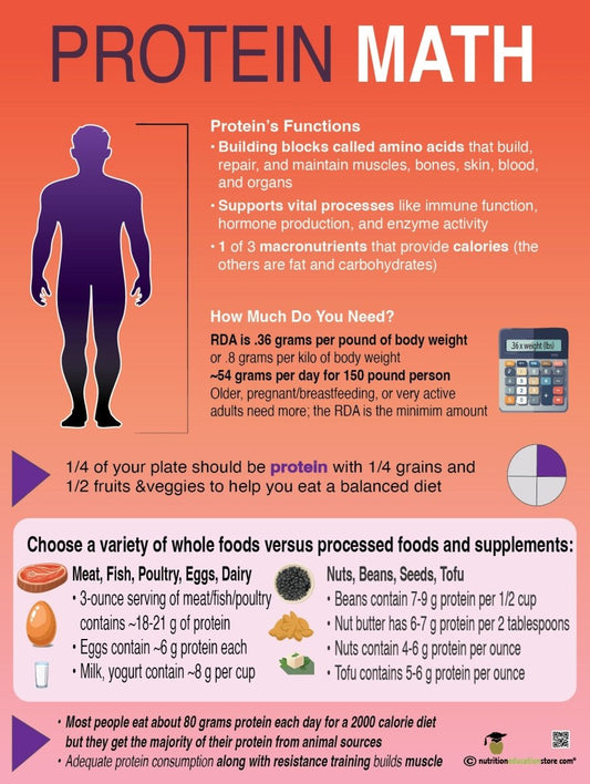 Protein Math Poster 18" x 24" Laminated - Nutrition Education Store - Poster
