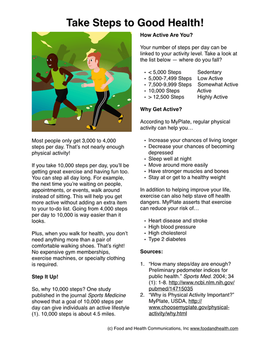 10K Steps Poster - Exercise Poster - Nutrition Education Store