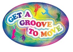 3" x 2" Big Oval Nutrition Stickers "Get A Groove to Move" - Nutrition Education Store