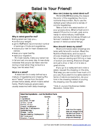Fall In Love With Salad Poster Handouts Download PDF - Nutrition Education Store