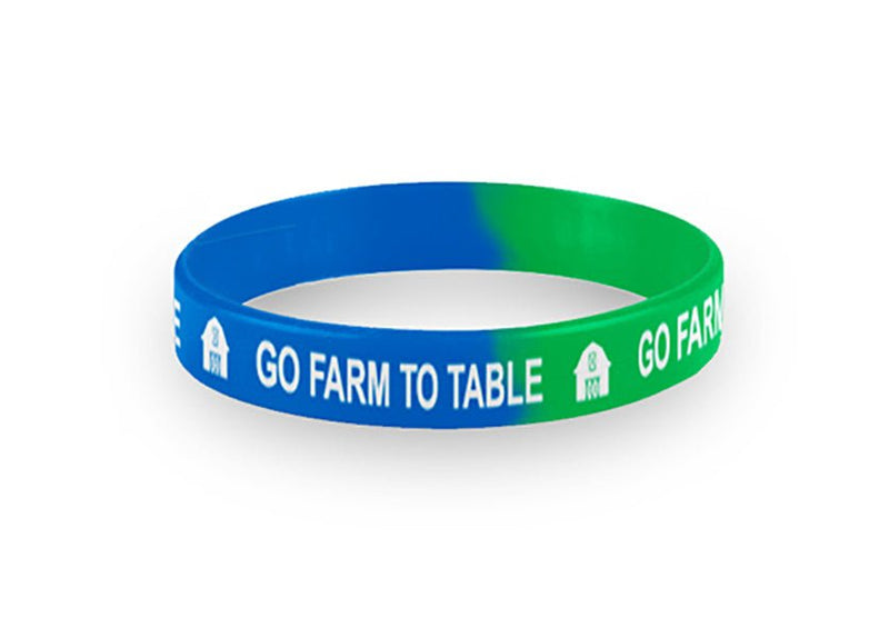 Adult Blue and Green Go Farm to Table Wristbands Packs of 20 - Nutrition Education Store
