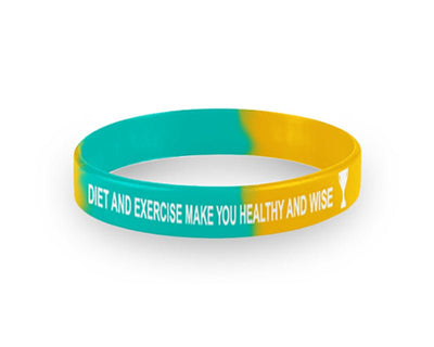 Adult Blue and Yellow Diet & Exercise Wristbands Packs of 20 - Nutrition Education Store