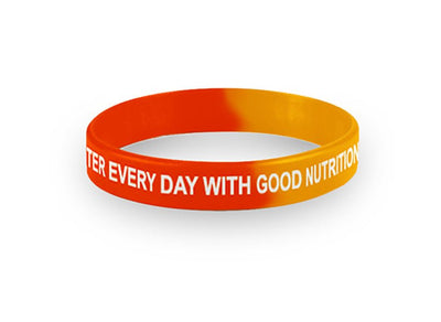 Adult - Red and Gold Good Nutrition Wristbands Packs of 20 - Nutrition Education Store