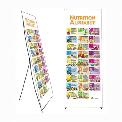 Alphabet of Nutrition A to Z Banner On Stand - 24" x 67" - Vinyl Banner - Nutrition Education Store