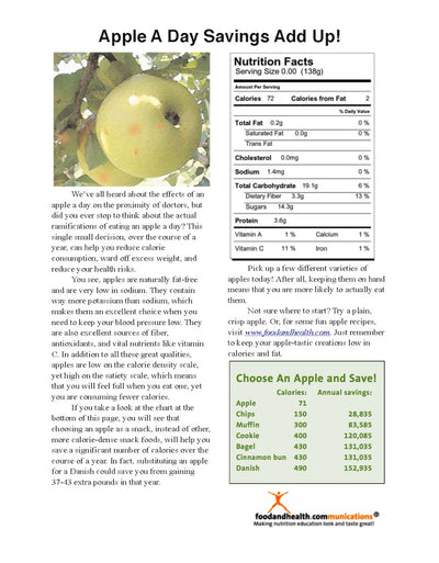 Apple A Day Poster Handouts Download PDF - Nutrition Education Store