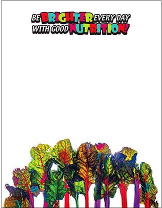Be Brighter Every Day With Good Nutrition Rainbow Chard Notepads Pack of 10 - Nutrition Education Store
