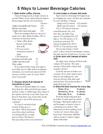 Beverage Poster Handouts Download PDF - Nutrition Education Store