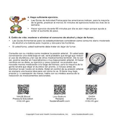 Blood Pressure Spanish Color Handout Download - Nutrition Education Store
