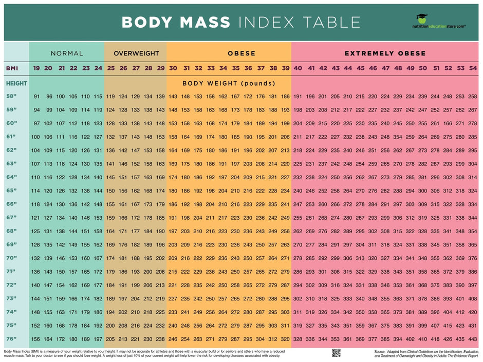 BMI Poster - BMI Chart Poster - Body Mass Index PosterExam – Nutrition ...