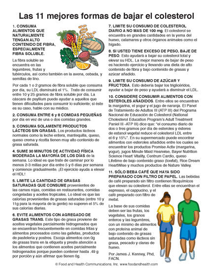 Cholesterol Color Handout - Colesterol - Spanish - DOWNLOAD Printable PDF - Nutrition Education Store