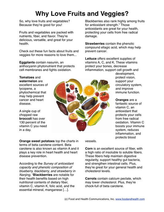 Choose Wisely Fruit and Vegetables on Forks Poster - Nutrition Poster - Motivational Poster - Nutrition Education Store