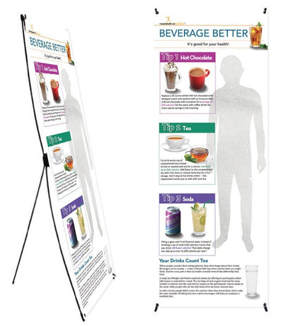Custom Beverage Banner and Banner Stand 24" X 62" - Add Your Logo To This Health Fair Banner - Nutrition Education Store