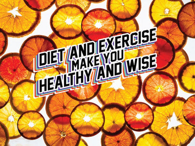 Custom Diet and Exercise Make You Healthy And Wise Orange "Coin" Banner 48" x 36" Vinyl - Wellness Fair Banner - Add Your Logo To This Health Fair Banner - Nutrition Education Store