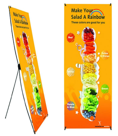 Custom Eat From the Rainbow Banner Stand 24" X 62" - Wellness Fair Banner 24" X 62" - Add Your Logo To This Health Fair Banner - Nutrition Education Store