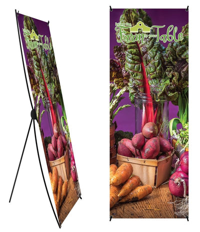 Custom Farm to Table Banner and Stand 24" x 62" - Wellness Fair Banner 24" X 62" - Add Your Logo To This Health Fair Banner - Nutrition Education Store