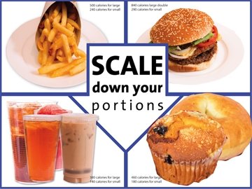 Custom Scale Down Your Portions Banner 48X36 - Add Your Logo To This Health Fair Banner - Nutrition Education Store
