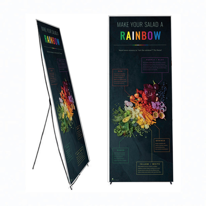 Dark Photo Eat From the Rainbow Banner Stand 24" X 62" - Wellness Fair Banner 24" X 62" - Nutrition Education Store