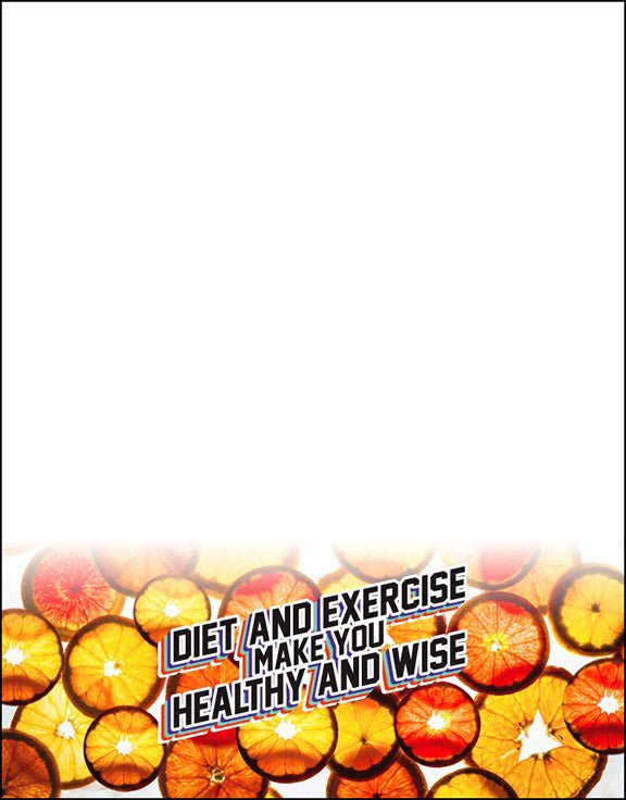 Diet and Exercise Make You Healthy And Wise Orange "Coin" Notepads Pack of 10 - Nutrition Education Store