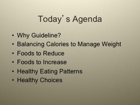 Dietary Guidelines PowerPoint Show 2010 - Nutrition Education Store