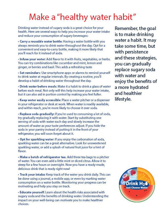 Drink Water Tearpad 50 Pages English 8.5x11" Color Handouts for Nutrition Education - Nutrition Education Store
